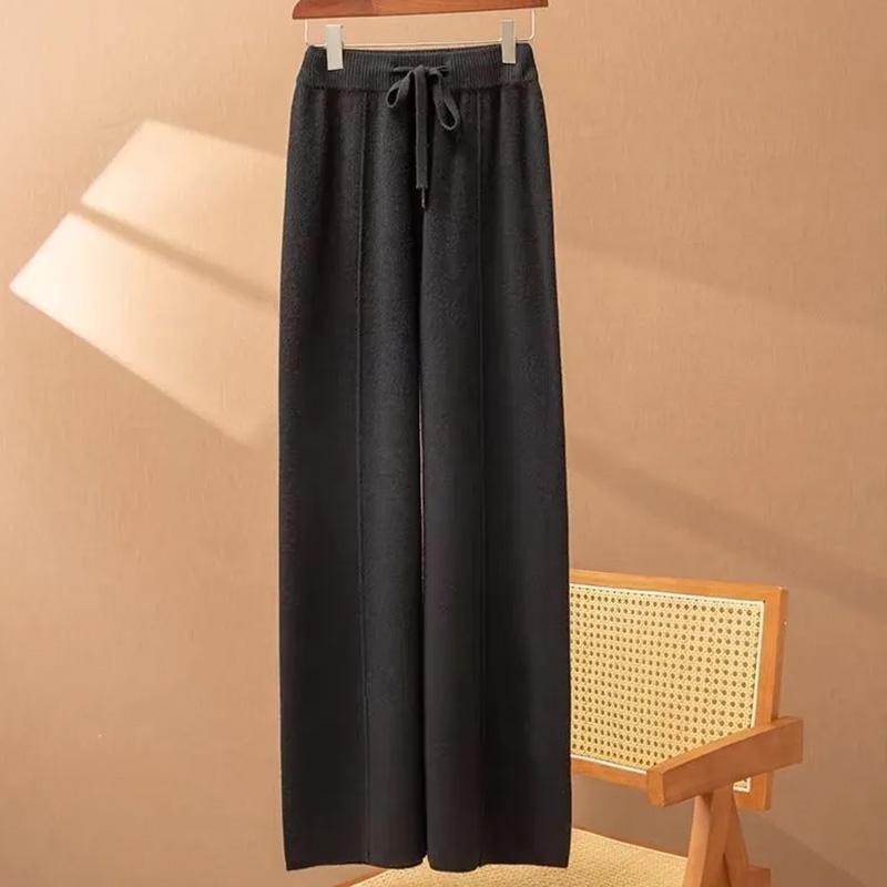Pants for Women Elastic High Waist Long Trousers Plus Size Thickened Stretchy Solid Colour Versatile Casual Wide Leg  Pants
