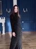 Elegant Black Long Sleeve Slim Dress for Women - Spring 2025 Socialite Style