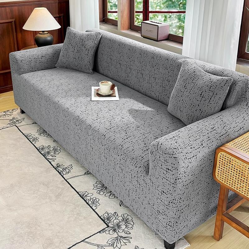 Mid Century Style New Four Season Universal Elastic Sofa Cover All Inclusive One Line Anti Cat Scratch Straight Sofa Upholstery