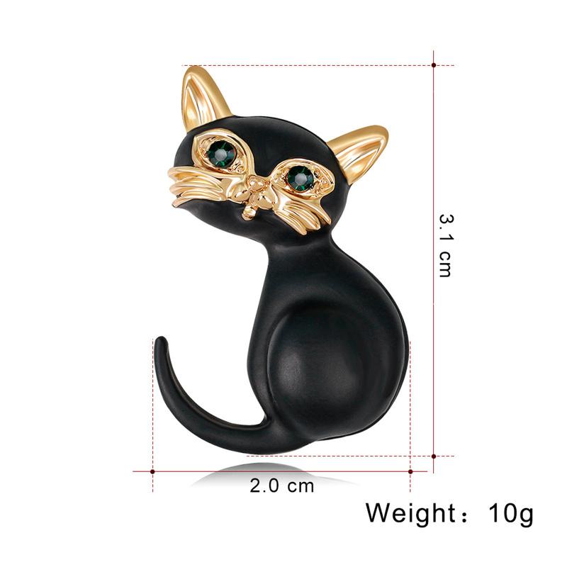 Enameled Black Cat Brooches Cute Kitten Animal Pin Women Suit Coat Corsage Clothing Accessories