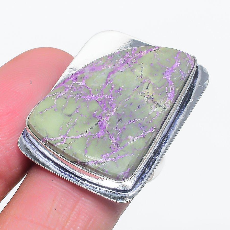 

Кольцо из стерлингового серебра 925 пробы с натуральным пурпуритом, размер 7,5 S6j29