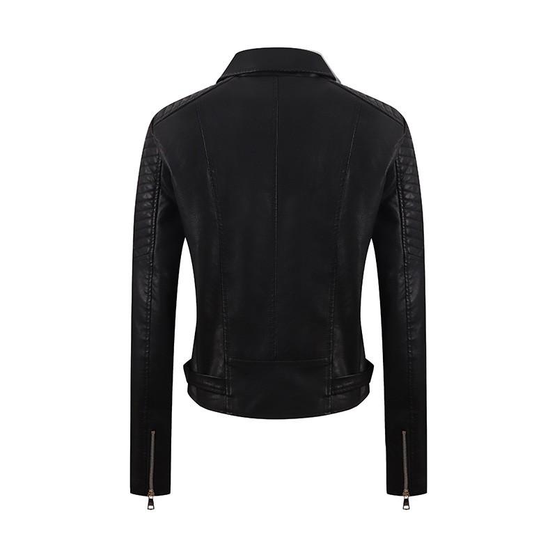 Womens Slim Fit Faux Leather Jacket Thin Winter Outerwear Casual Urban Style
