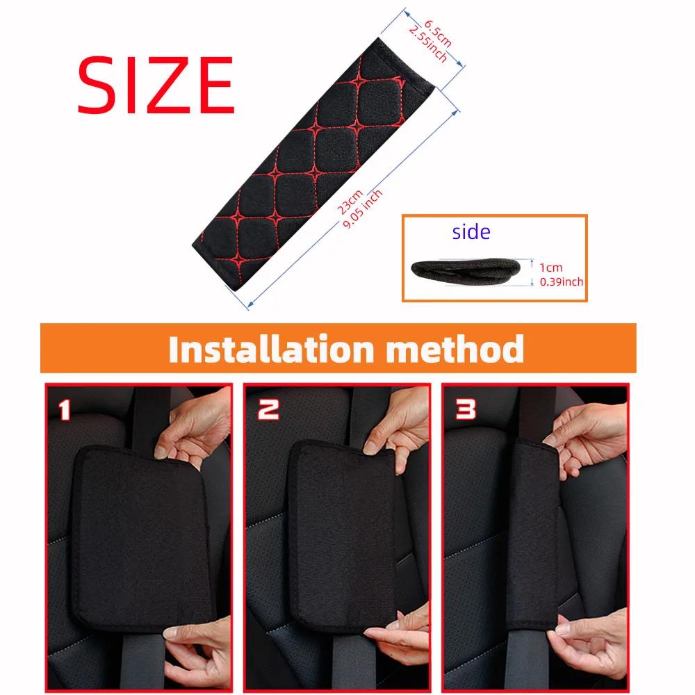 1PCS A Linen Embroidered Breathable Fabric Car Seat Belt Shoulder Strap Cover Insurance Strap Cover Comfort Car Accessories