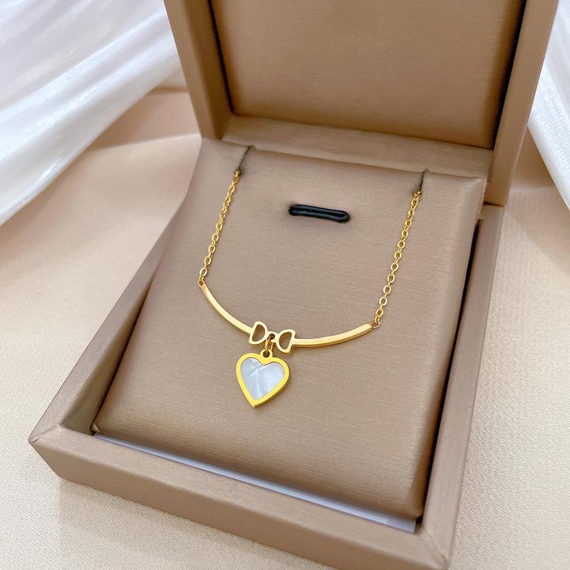 Bow Love Temperament Personality Minimalist Furnace Real Gold Female Collarbone Necklace