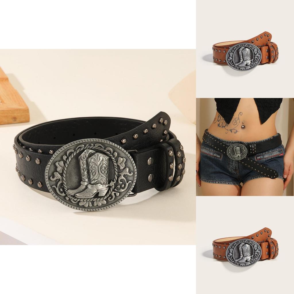 Fashion Pu Leather Belt With Metallic Snap Button And Punk Style For Men