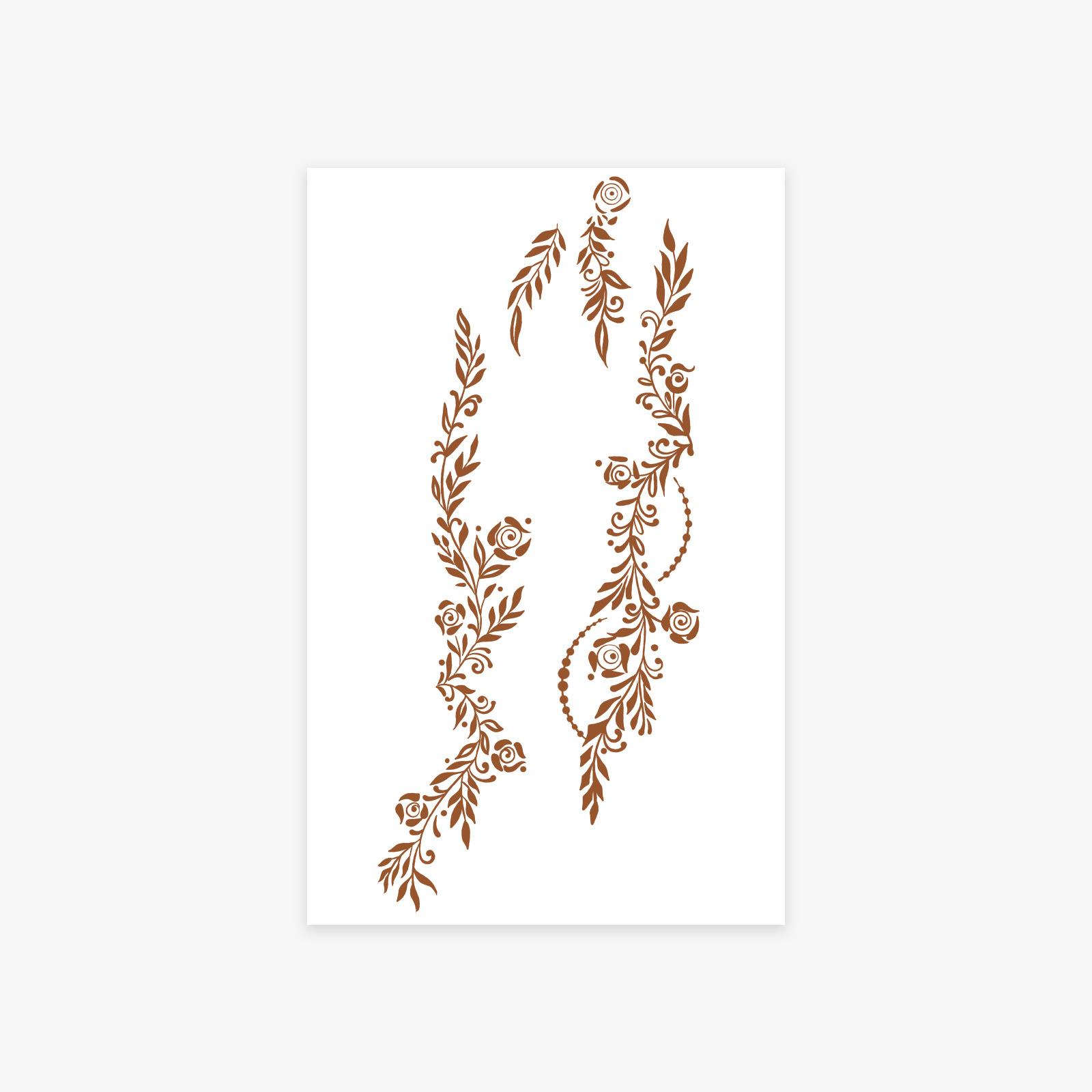 Tattoo Sticker Brown Flower Totem Hand Back Indian Waterproof Female Tattoo Sticker 12*19