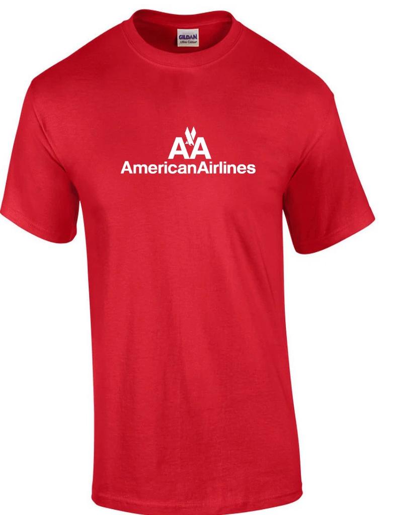 American Airlines White Retro Logo Shirt US Airline Red T-Shirt S-5XL