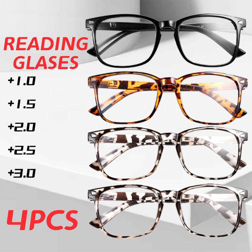 4pcs Retro Mens Glasses Frame Fashion Computer Eyeglasses Frame Women Anti-blue Light Transparent Clear Pink Plastic Frame