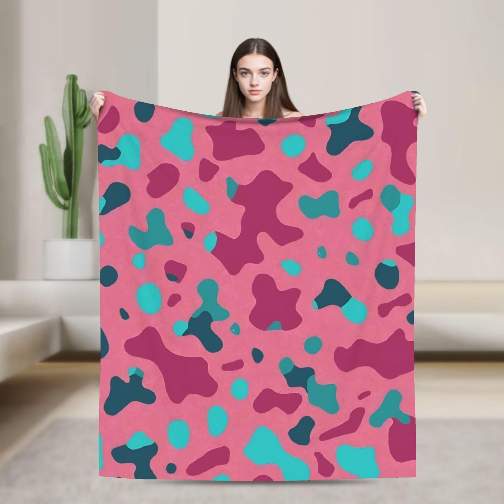 

Puzzle Camouflage Pattern Flannel Blanket Winter Warm Soft Throw Blanket Kids Adult Outdoor Aesthetic Bedspread Sofa Bed Cover 100x150cm