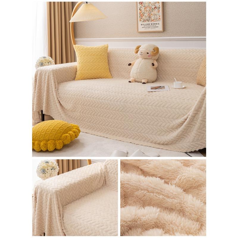 

Плюшевый чехол для дивана Cat Petting-Sense, полотенце, полное покрытие, чехол на спинку, ткань, простой современный утепленный чехол для дивана на три человека, осень и зима 180*130