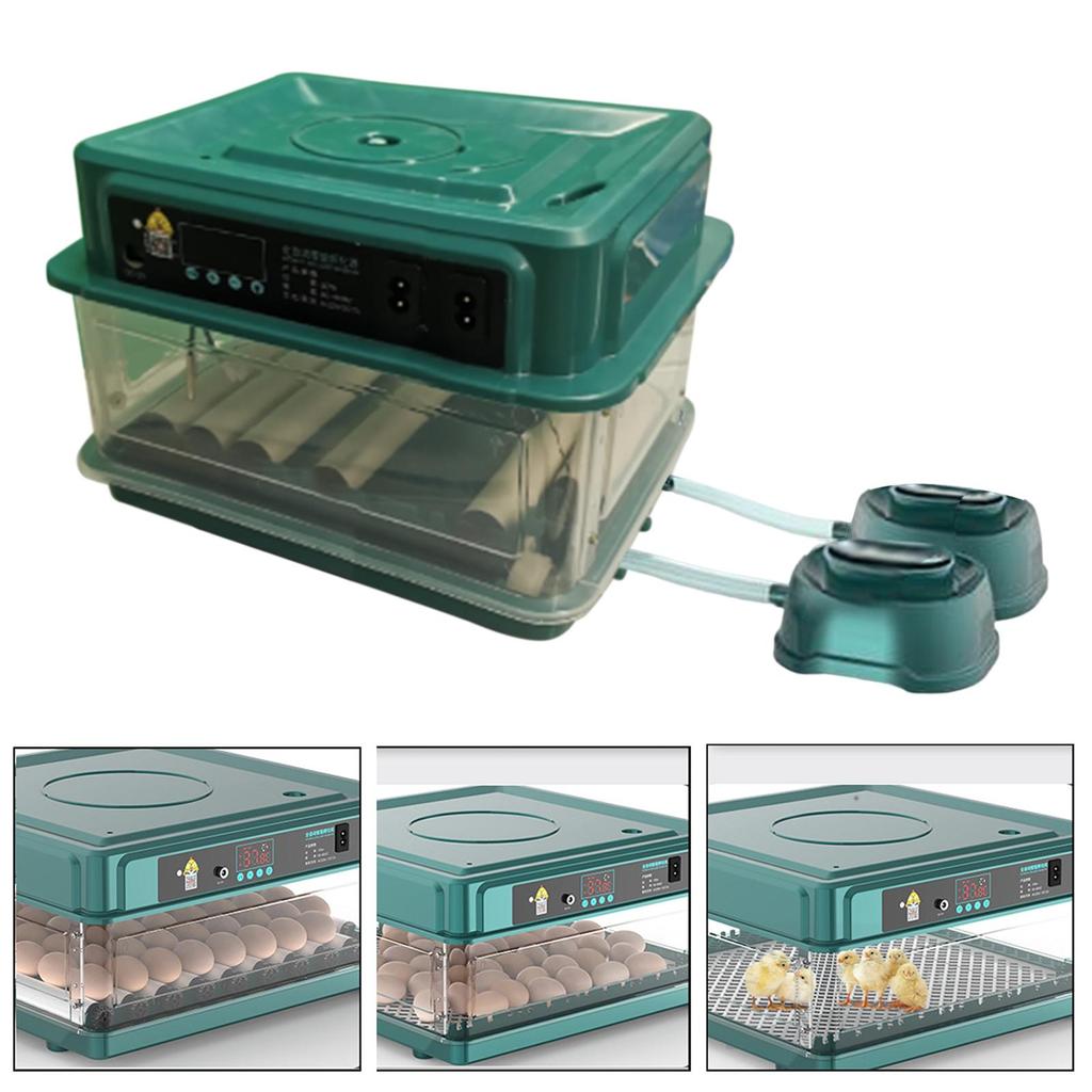 Automatic Turning Egg Incubator with Detachable ABS Tray Dual Power Temperature Control for Poultry Hatcher Chicken Duck Eggs