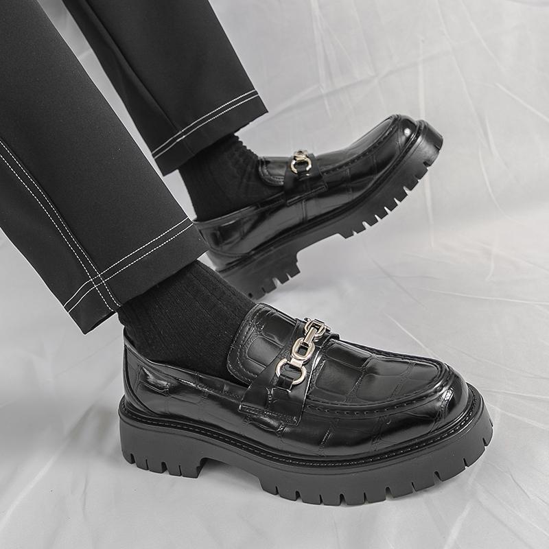 Herren Leder Schuhe mit dicker Sohle Business Formell Slipper Freizeitschuh Klassisch Bequem Luxus Dating Party Fahrschuhe