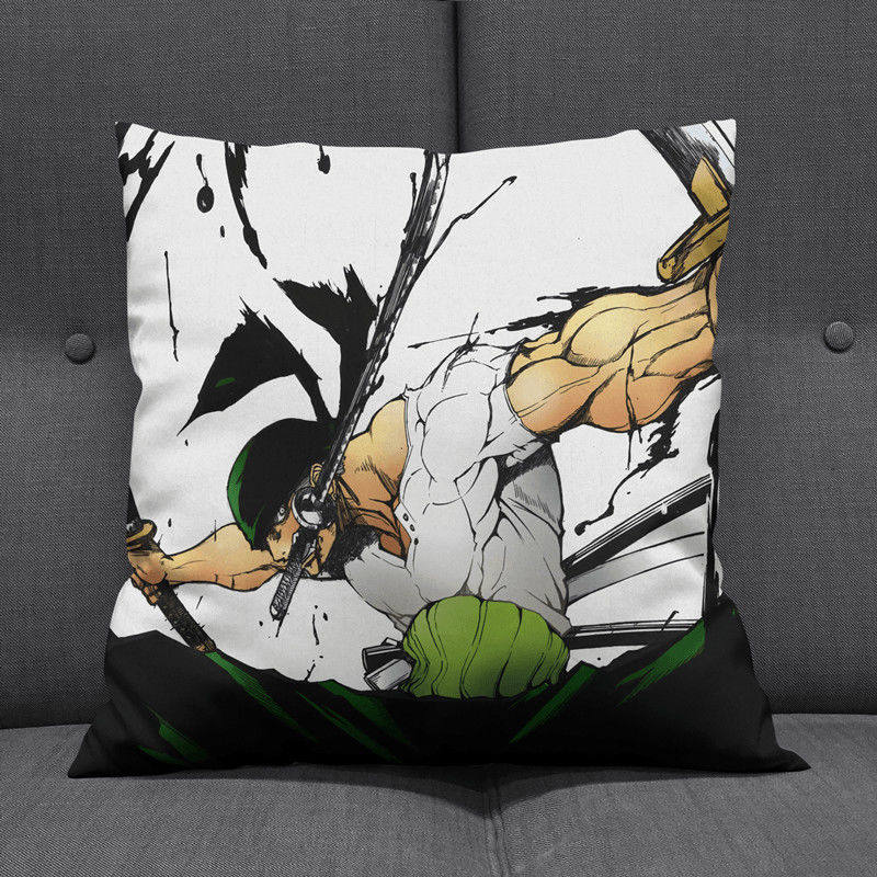 Anime Op Luffy Pillow Cover, Cute Chibi Smile Print Cushion Cover, Polyester Throw Pillow Case For Sofa Bedroom Car, Home Decor