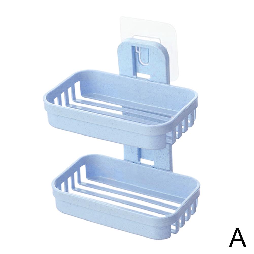 Double Layer Soap Dish Tray Rack Waterproof Wall Mount Soap Dish Holder for Bathroom, Tub and Kitchen Sink Punch-Free