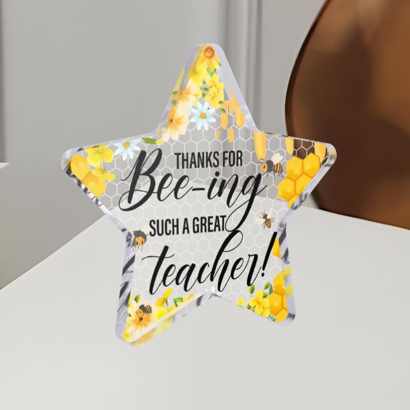 

Express Gratitude Yellow Bee-ing Such A Great Teacher Love You Spring Yellow Flowers Acrylic Decor Sign, Decorative Plaque Home Living Room Table Part 10*10cm