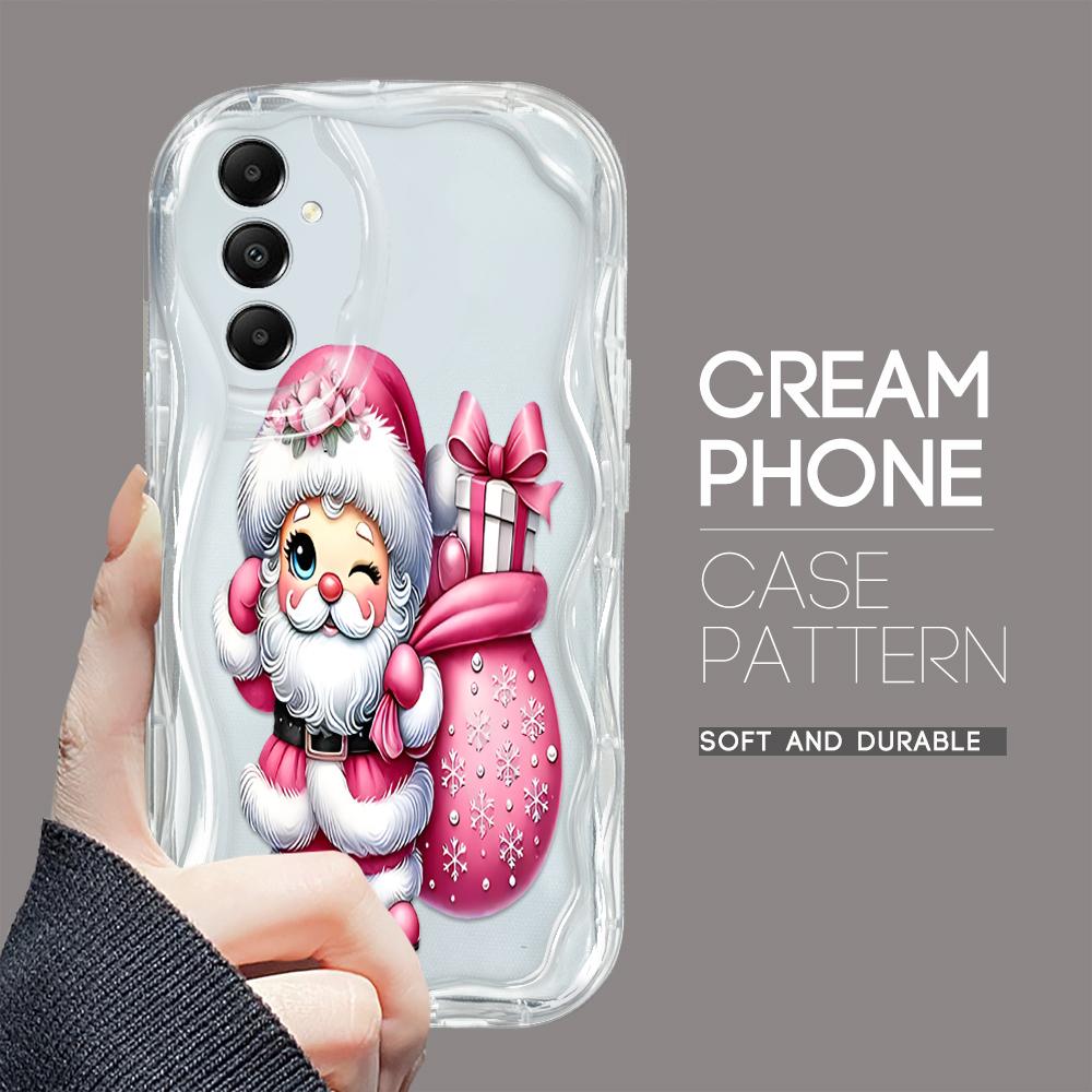 Carcasă cu textura cremă cu model de desene animate cu margine ondulată Husă din silicon moale pentru telefon pentru Samsung