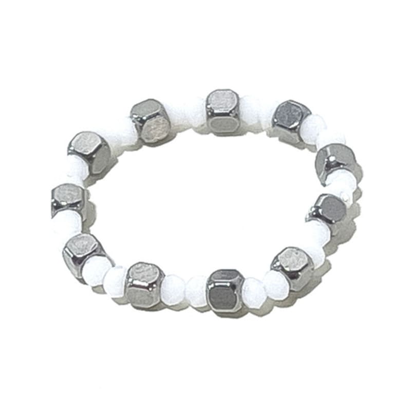 S SY [3SET] Aztec beads rings white
