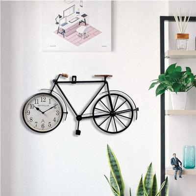 Wooden Design Mounted Cycle Handmade Antique Wall Clock for Home Decor Living Room with English Number for Decorative Hall and Office (Black)