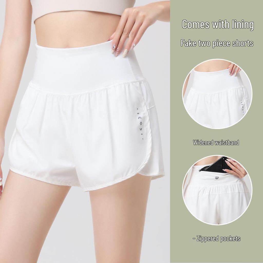 Women's Quick-Dry Anti-Exposure Yoga Shorts - Two-Piece Design, Running/Fitness, Thin Three-Quarter Length