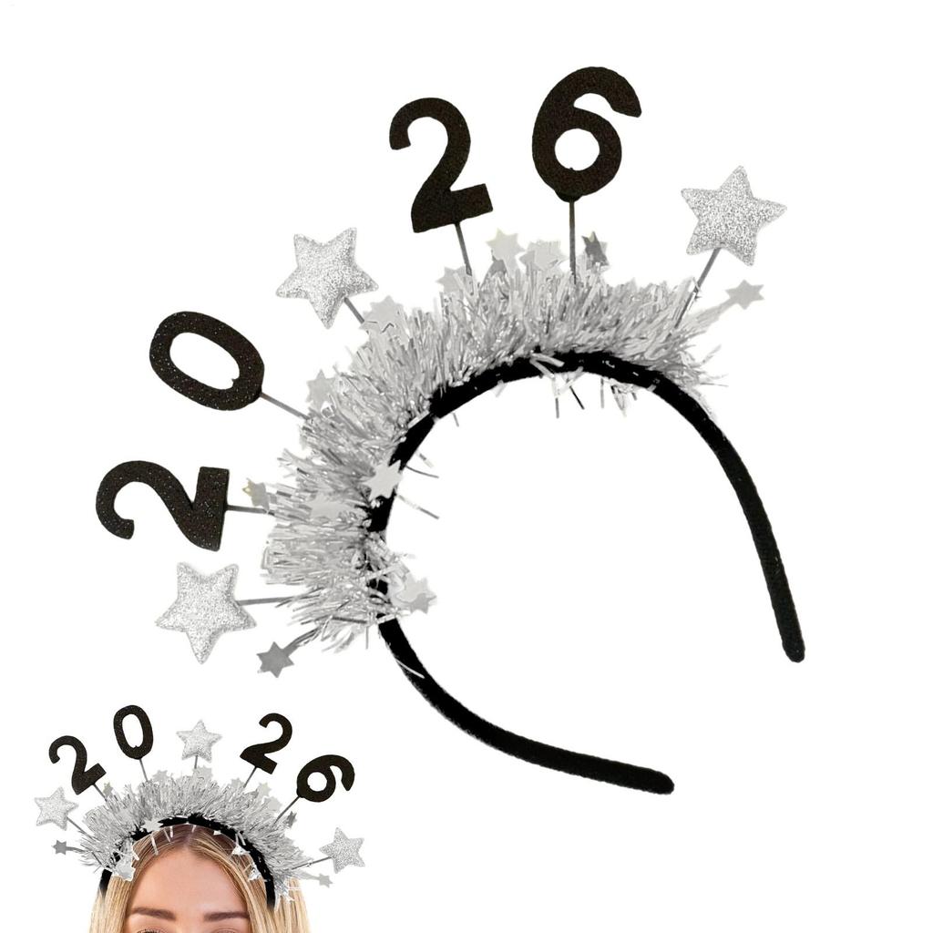 2026 Parties Supplies Happy New Years Headband Glitter Women Costume Hair Bands Tiara For Celebration Holiday Christmas