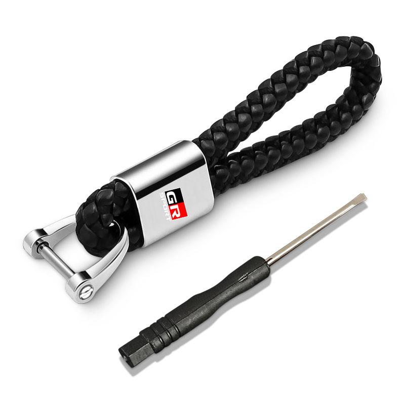 1pc Porte-clés en métal Porte-clés Lanière pour clés Emblème de voiture Style pour Toyota TRD GR Corolla Auris Yaris Rav4 CHR Camry40 Prius