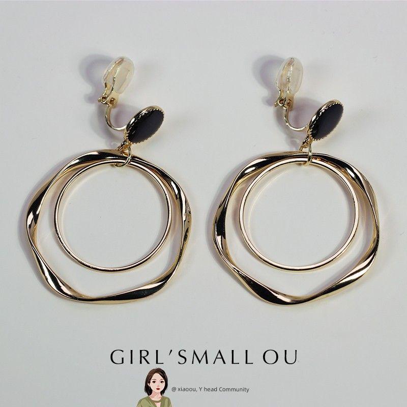 

Double-Layer Large Ring 925 Silver Needle Face Slimming Cushion Ear Clip No ear hole-padded ear clip