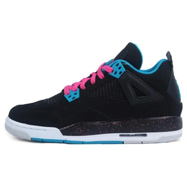 New JORDAN 4 Retro Black Vivid Pink Dynamic Blue GS 487724-019