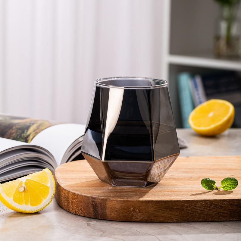 Sześciokątny przezroczysty szklany kubek na wodę o geometrycznym kształcie, domowy kubek na wodę, kubki na śniadanie i mleko, szklanka na koktajle na imprezy i do wina