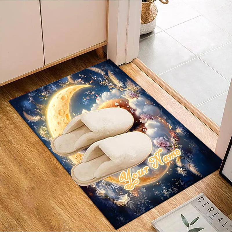 1PC Custom Name Moonlit Dreams Panda Theme Floor Mat Ideal for Living Room, Game Rooms, Office, Bedroom, Floor Mat Playful Design