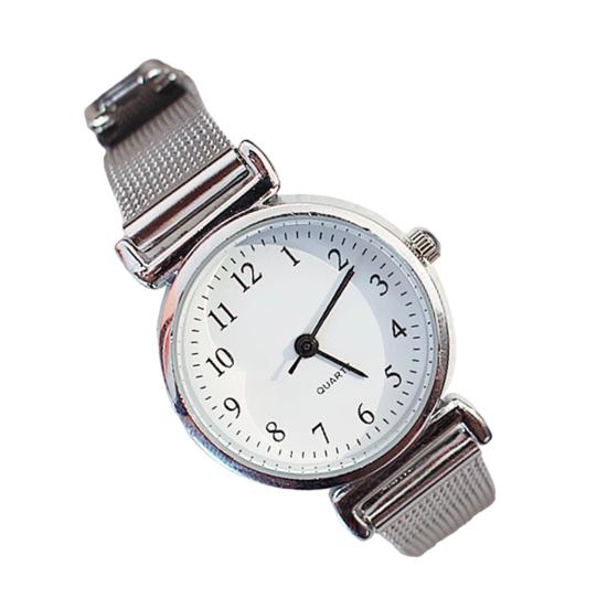Dame Kvartsverk Klokke Sirkulær Skive Armbåndsur med Legeringsreim Damer Retro Analog Klokke for Hverdagslig Bruk Arbeid Dato