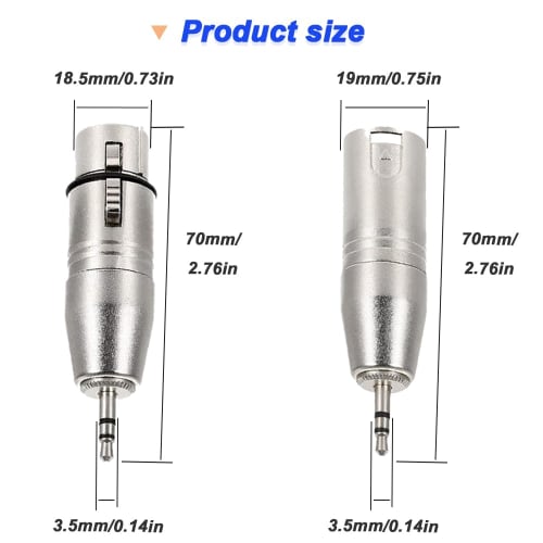 Xiatiaosann XLR Male to 3.5mm Male TRS Adapter & XLR Female to 3.5mm Male TRS Adapter, XLR to 1/8 Stereo Plug for Microphone, Audio (2-Pack)
