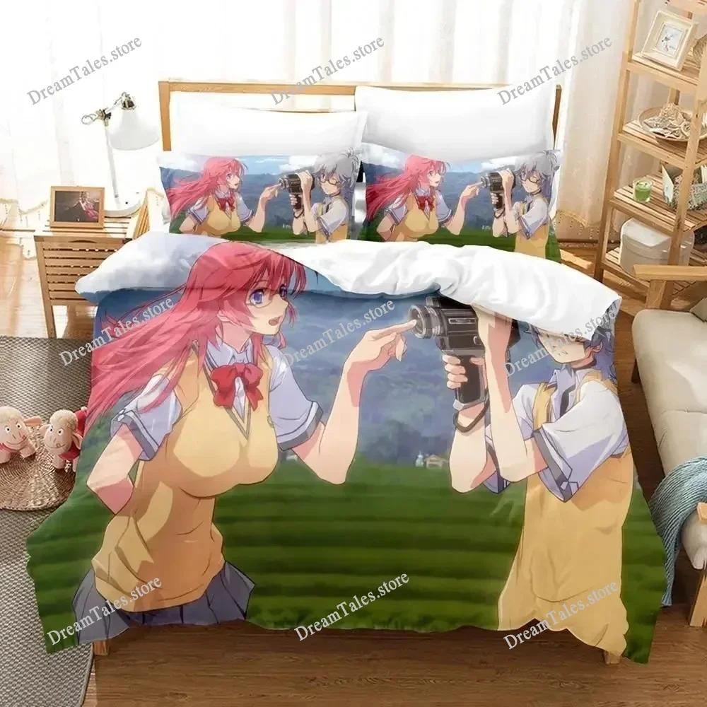 Anime Kawaii Waiting in The Summer Bedding Set Boys Girls Twin Queen Size Duvet Cover Pillowcase Bed Kids Adult Home Textile
