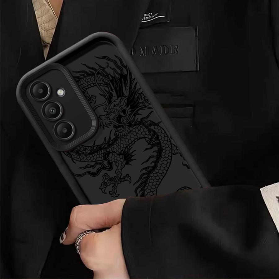Phone Case for Samsung Galaxy A16 A34 A12 A14 A32 A23 A26 A56 A15 A51 A73 A53 A54 Soft Cover Shell Black Dragon Snake