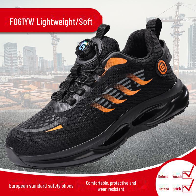 Pantofi de siguranță pentru bărbați ușori cu vârf de oțel - design anti-zdrobire, anti-punctură, cu cataramă rotativă pentru lucrări de construcții de toamnă/iarnă