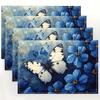 4pcs, Butterfly Floral Placemat Set Linen Blue Flower Table Mat Nature Inspired Home Decor Kitchen Dining Accessories