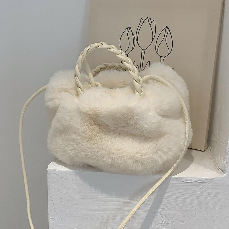 Stylish Urban Plush Cloud Wrinkle Bag Soft And Versatile Shoulder Crossbody Bag белый