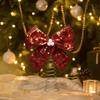 Large Shiny Sequin Bow Christmas Tree Topper with Spring Base