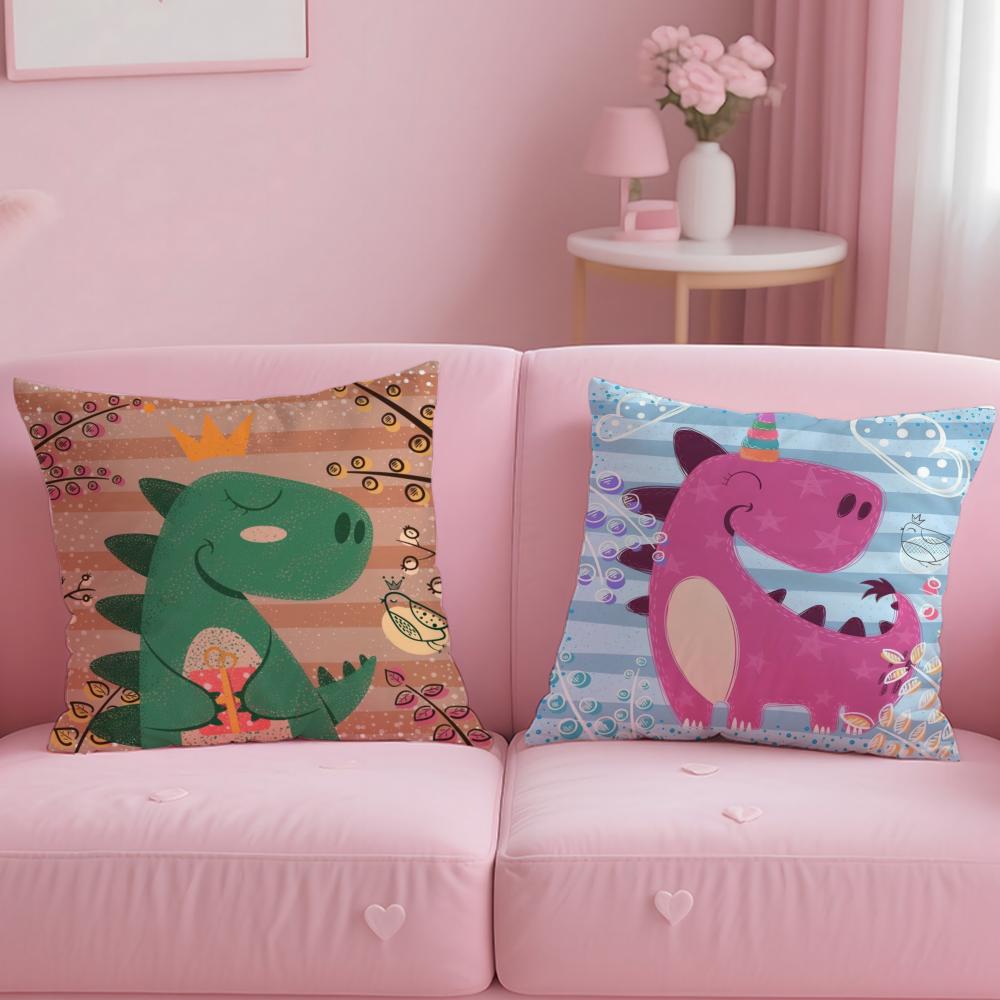 Cute C-Cartoon D-Dinosaur Cushion Cover Comfortable Reversible Pillow Cover Ideal for Car Sofa Bedroom & Beyond