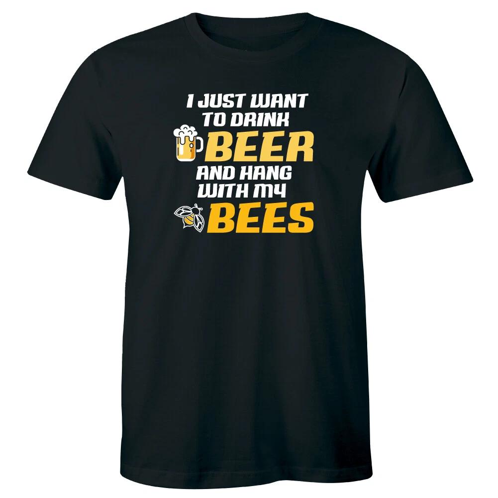 I Just Want To Drink Beer and Hang With My Bees Funny Men s Beekeeper T-Shirt 3XL
