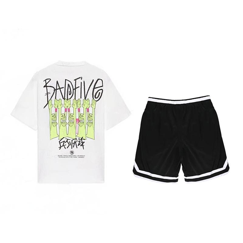 Li Ning Anti-Five Series Solid Color Round Neck Comfortable Short Sleeve Casual Sports Suit Unisex suit YHSV281-1+YAPV001-1