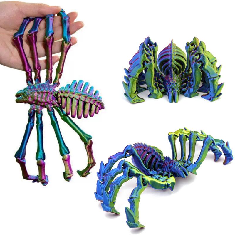 3D Printed Retractable Spider Movable Joint Fidget Toy Rotatable Articulated Office Desktop Ornament Adults Kid Toy Crafts Gift