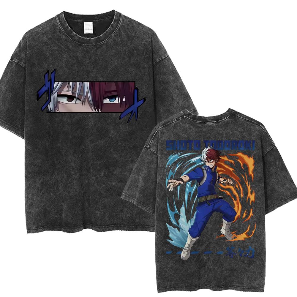 Washed Vintage Anime My Hero Academia All Might Plus Ultra Gym Graphic T Shirt Men Women Fitness Casual Cotton Short Sleeve Tees