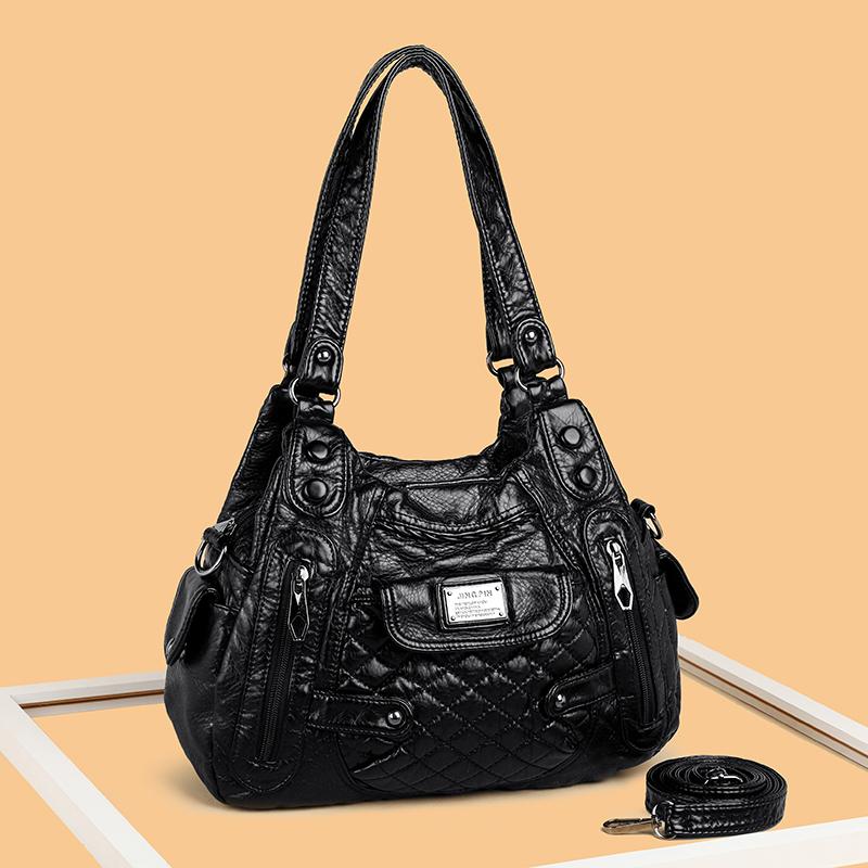 Ny Mode Casual Tote Väska Damhandväskor Mjukt Läder Axelväskor Vintage Stor Kapacitet Crossbody Väska Handväska För Damer