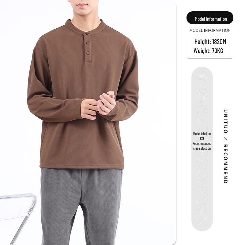 Men's Trendy Waffle Henley Long-Sleeve Casual Shirt