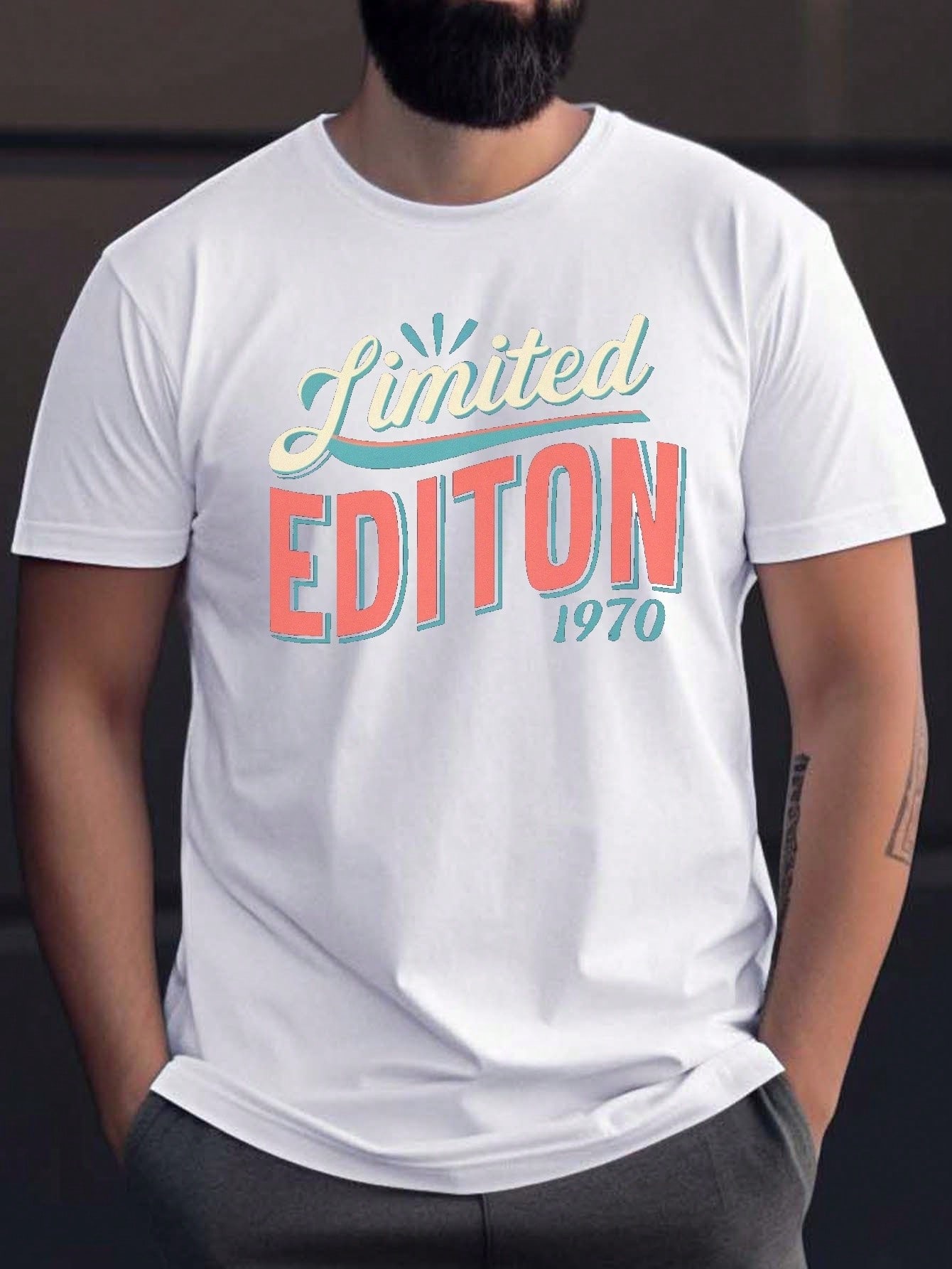 LIMITED EDITION 1970 Mens TShirt  Casual Crew Neck With Geometric Design Machine Washable  Perfect For All Seasons 2XL