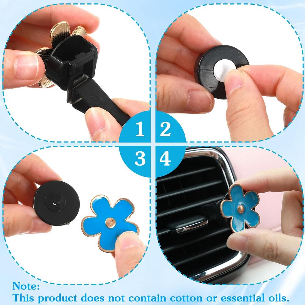 8PCS Flower Vent Clips for Car, Daisy Air Freshener Clip Cute Blue Flower Conditioning Outlet Clip Decorations Interior Decor Accessories for Women