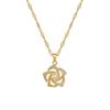 Light Luxury Full Diamond Slightly Inlaid Zircon Pearl Rotating Flower Necklace Copper Electroplated Real Gold Pendant Wind