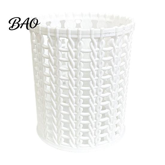 Desk Pen Organizer Imitation Rattan Holder, Round Hollow Organizer, Large Capacity Pencil Plastic Woven Container Cup for Pens Pencils Makeup Brushes,