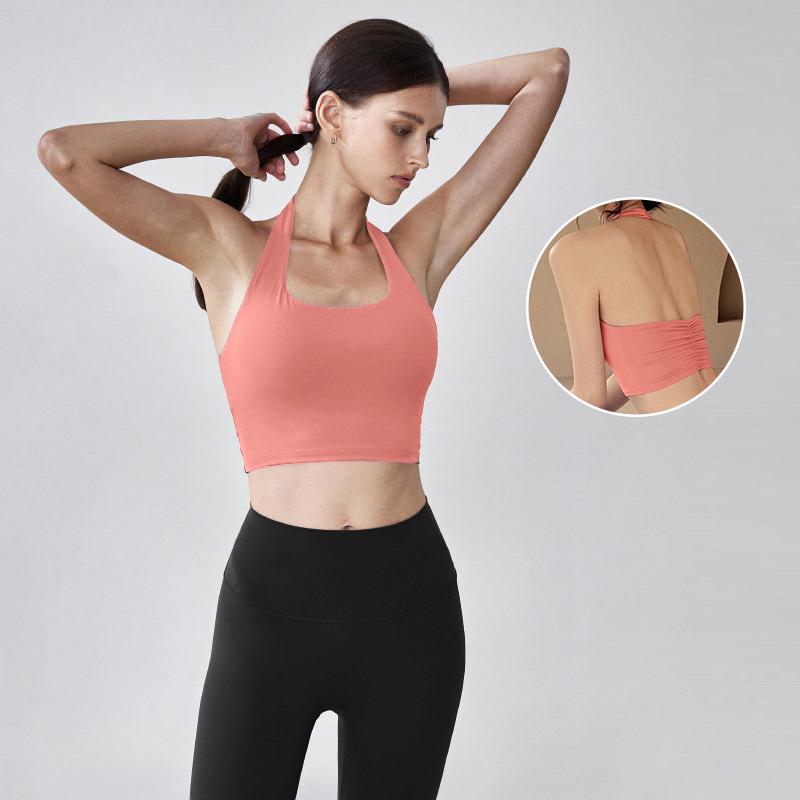 Chic Women's Halter Push-up Sport Bra Top - Waist-Cinching Yoga & Pilates Outerwear