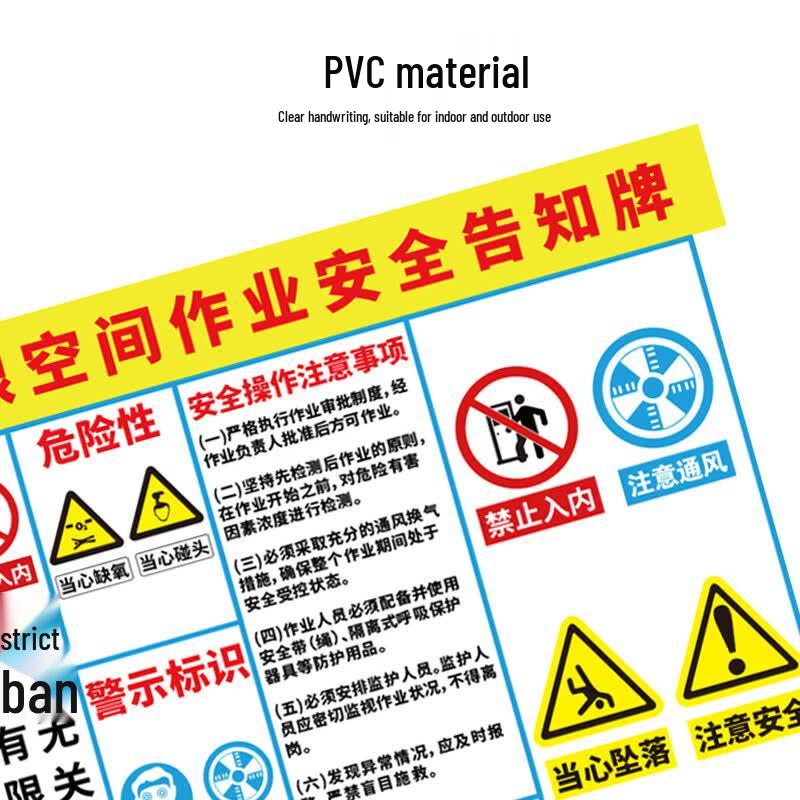 JinguLaos PVC Confined Space Safety Warning Sign